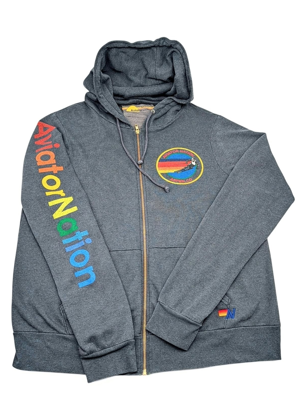Aviator Nation Windsurfer Aspen Hoodie Gray Size XXLarge, Unisex